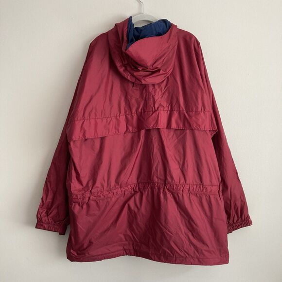 LL Bean Anorak Jacket Mens XL Full Zip Red Lightweight Rain Coat Windbreaker - Picture 8 of 12